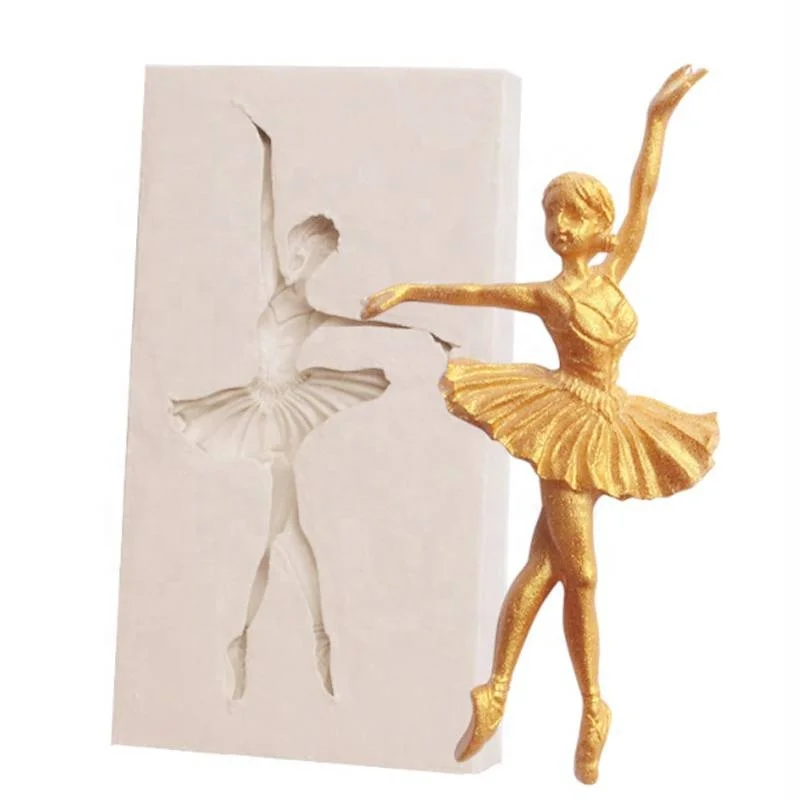 

New Dancing Girl Ballet Dancer Silicone Mold Sugarcraft Chocolate Cupcake Baking Mold Fondant Cake Decorating Tools, As shown