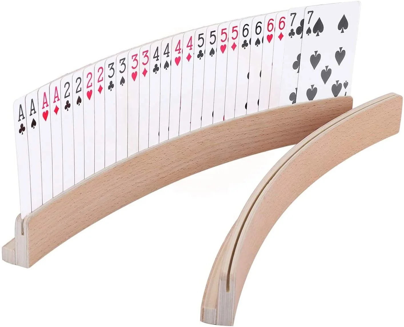 

Wood Curved Playing Card Holder Racks Tray Set of 4, Customized