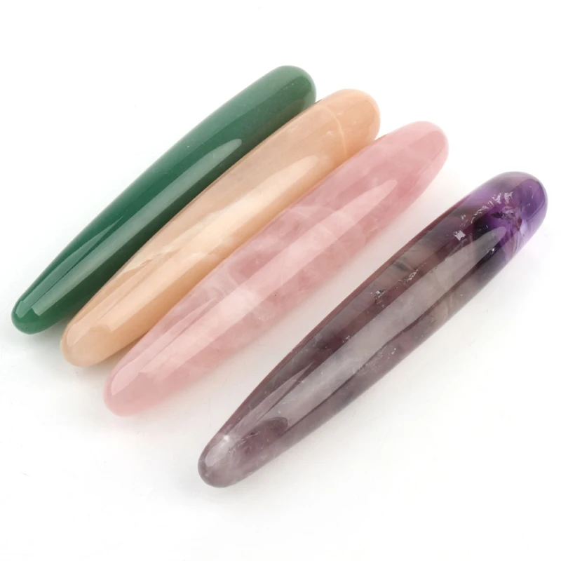 

Wholesale Straight Polished Handcarved Yoni massage wands Rose Quartz dildos for woman