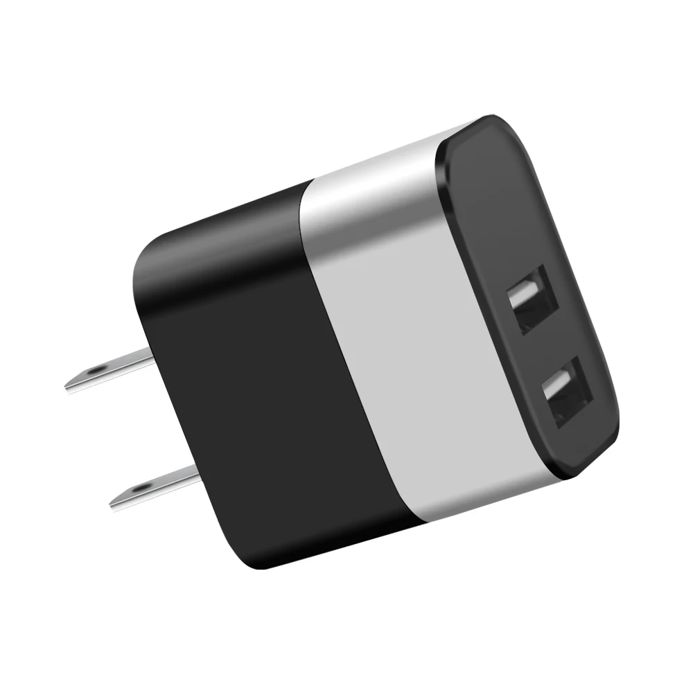 

2020 Portable Usb Charger Adapter Dual Usb Wall Charger Fast Charging for Cellphone, Black/white/blue/pink/sliver