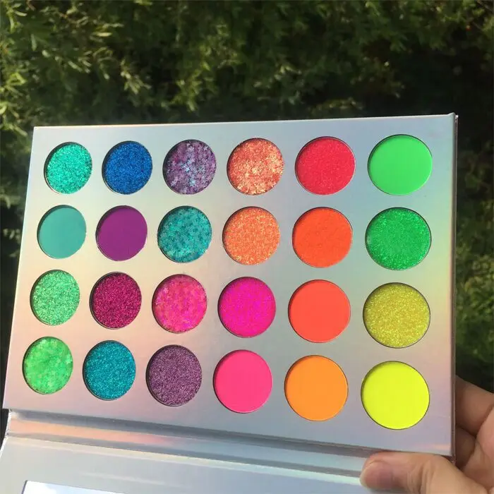 Glow In The Dark Eyeshadow Palette Pressed Matte Glitter Neon Pigments ...