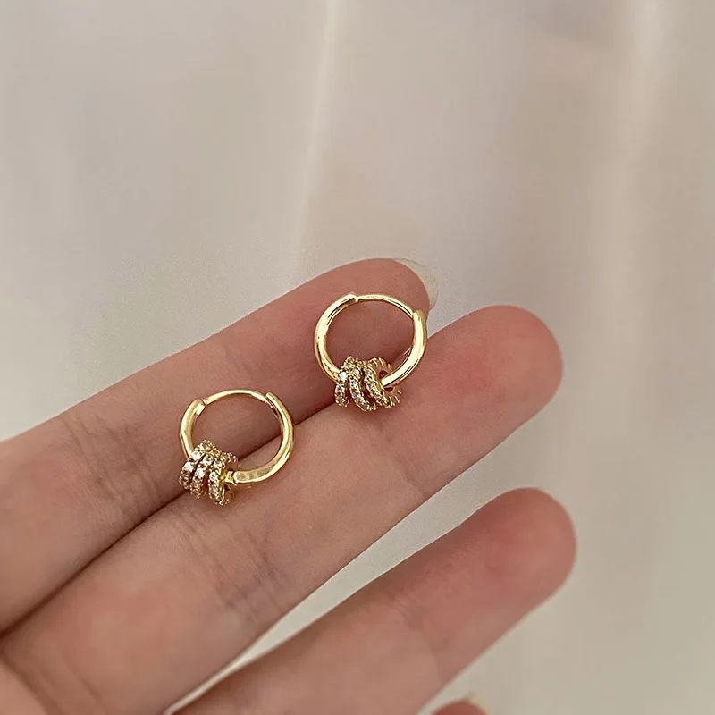 

fashion jewelry trendy crystal mini hoop earrings