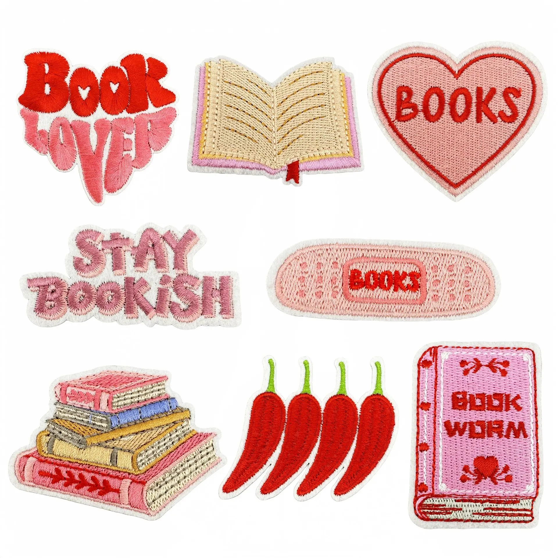 Wholesale Embroidery Trucker Hat Patches Iron on Books Teach Study Embroidered Badge Patch for Clothing Backpack Jeans DIY