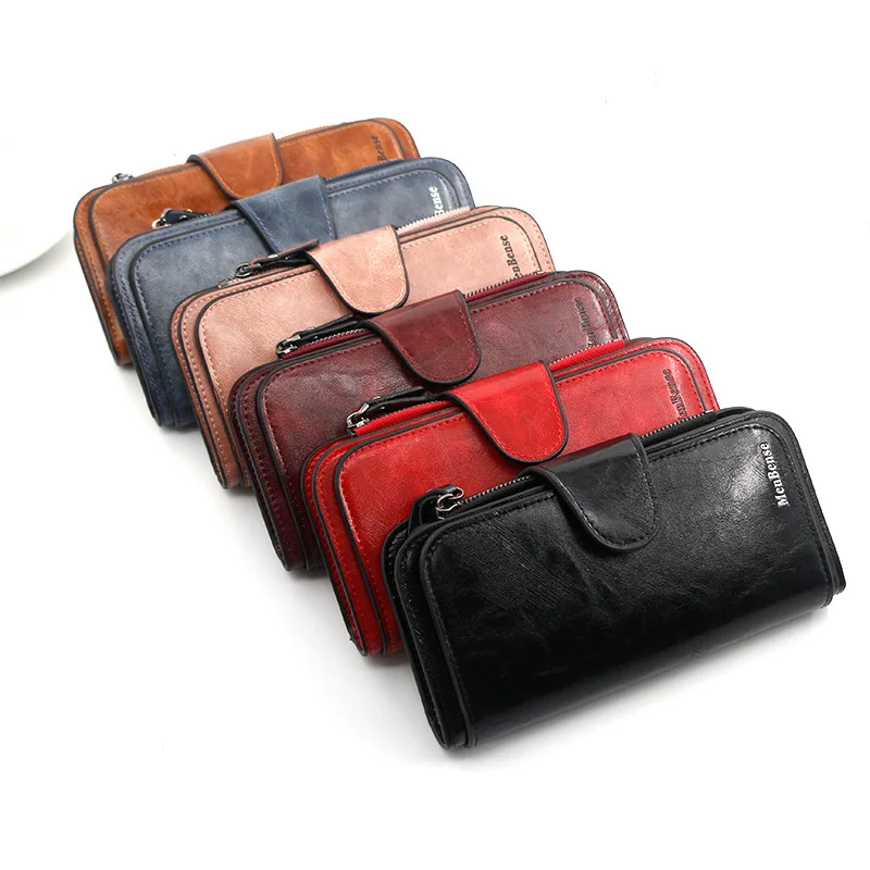 

Wholesale dropshipping fashion latest design Fashionable ladies long wallet simple solid color coin purse women's clutches, 6 colors