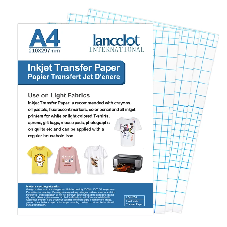 (A4*100pcs) Inkjet Heat Transfer Printing Paper Only for Light Fabric Transfer Paper Thermal Transfer Papel