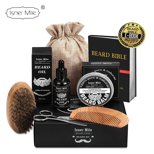 

Isner Mile OEM/ODM Private Label Men's Essential Organic Beard Styling Gift Packing Growth Pure Oil Beard Set