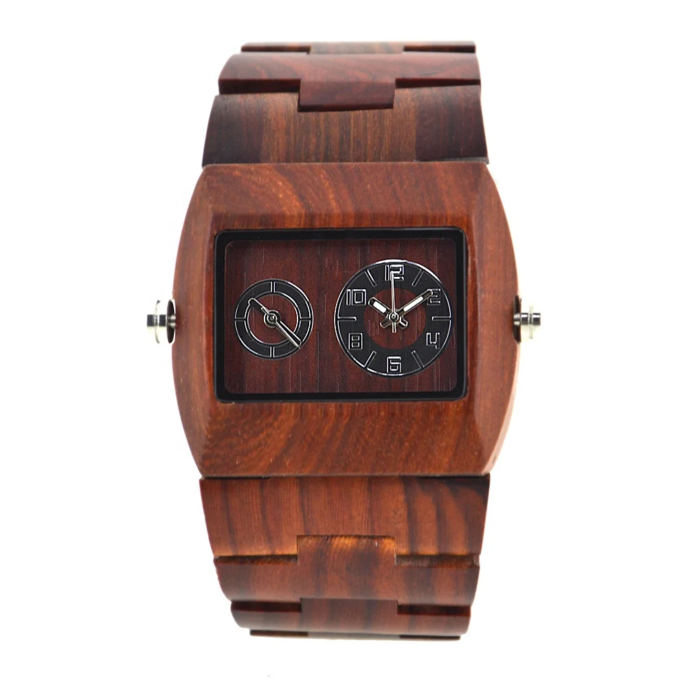 

Custom Watches Men Sports Logos Square Cool Watch Mens Watches in Wristwatches Double Movements Wooden Glass Latest Chronograph