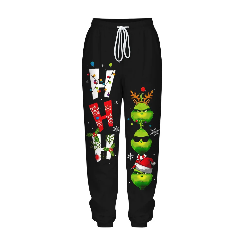 

Plus Size Woman Christmas Digital Printed Wear Breathable Pants And Trouser