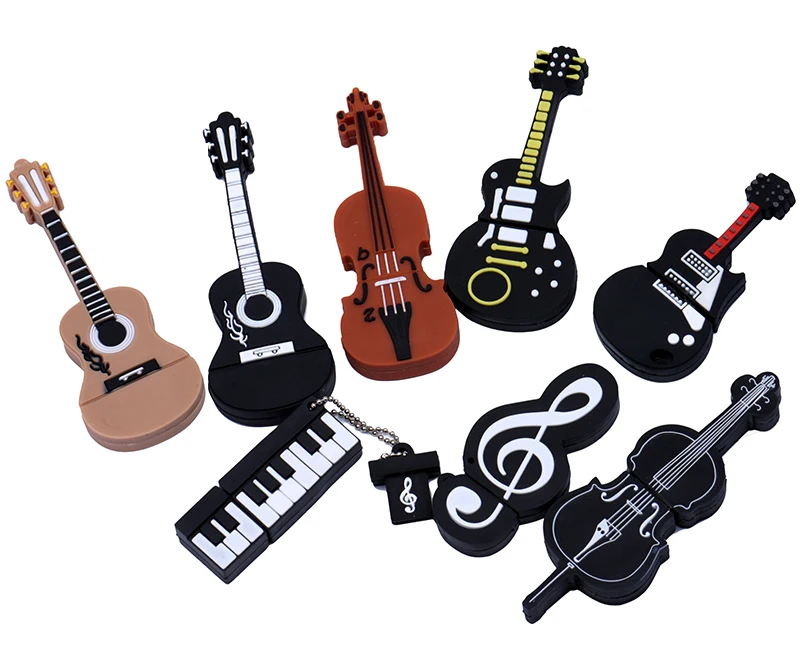 OEM Customized PVC guitar Piano violin promotional music gift USB Flash memory stick pen Drives for advertising promotion