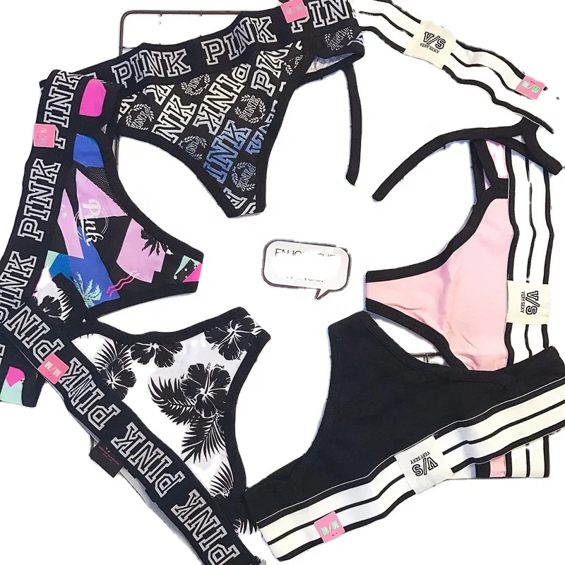 

Sexy Low Rise Cotton Striped Letter Printed Thongs Plaid Underwear For Woman