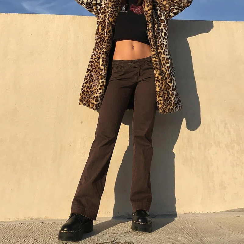 

Spring Fashion Solid Color Women's Trousers Retro Casual Versatile Jeans, As show