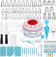

Amazon Hot Sale 170 PCS Cake Decorating Tips Set Pastry Cookie Cupcake Decorating Supplies Baking Tools Kit Piping Icing Nozzles