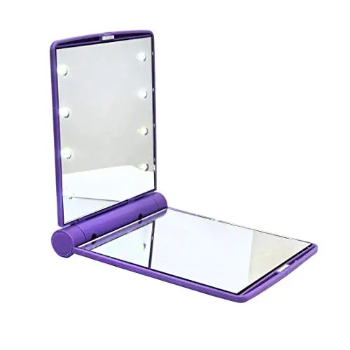 

Foldable LED Lighted Portable Makeup Mirror Compact Mirror with1x/2x Magnification