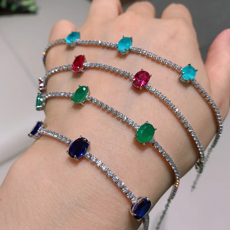 

Bracelets with Single Layer Ruby Green Gemstone for High Quality Gifts Hot Selling Bracelets