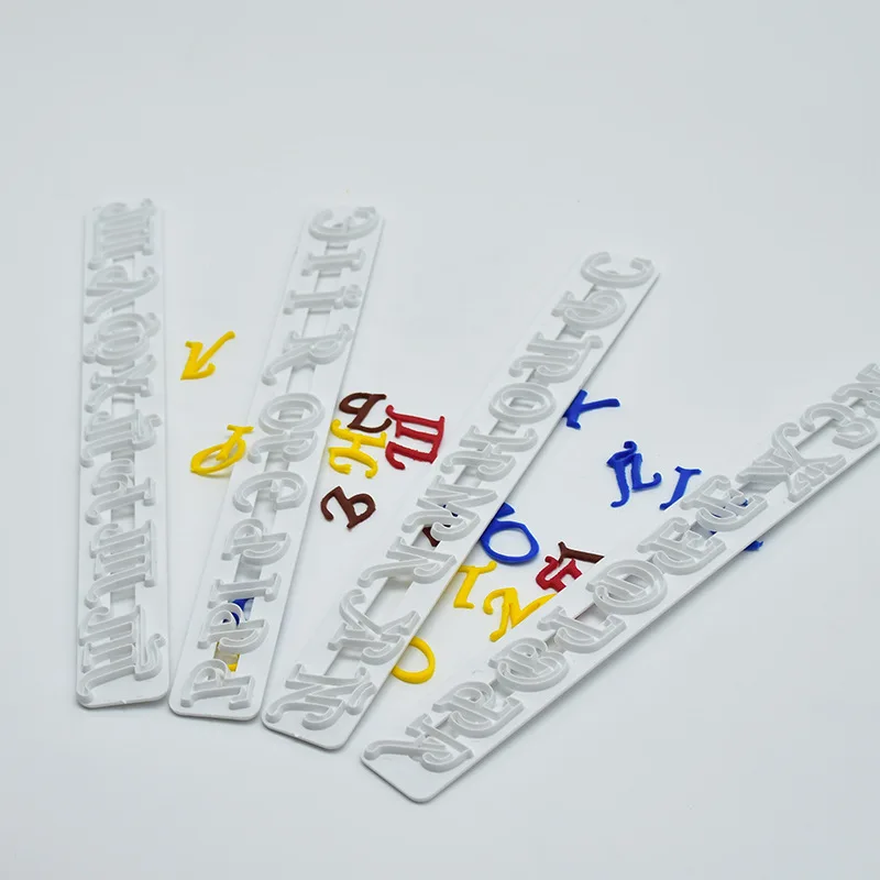 

DIY Baking 4pcs Alphabet Biscuits Embossed Bar Cake Chocolate Decoration Plastic Mold for Baking Pastry Accessories Supplies