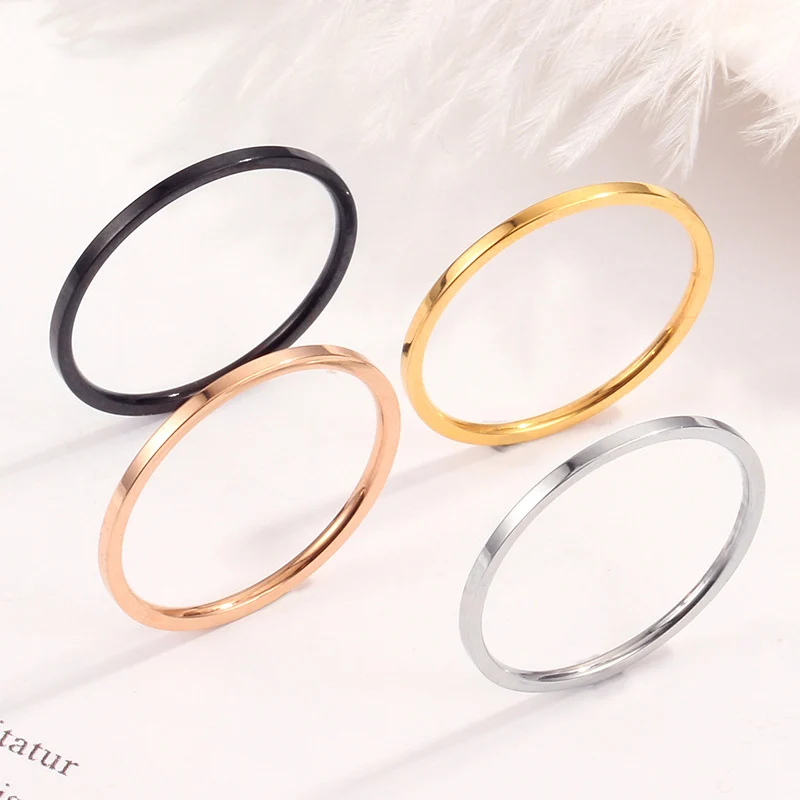 

Hot Sale Fashion Jewelry Gold Silver Rose Gold Simple Design Ring Beatiful Wedding Stainless Steel Women Band Rings, Black, gold ,silver, rose gold