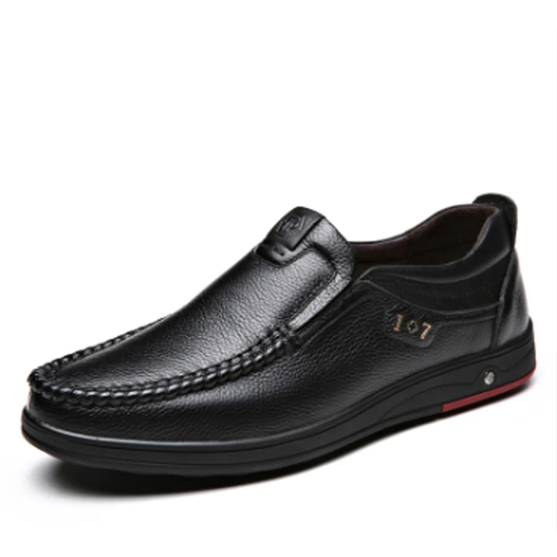 

new leisure non-slip black men genuine leather shoes, 2 colors/oem