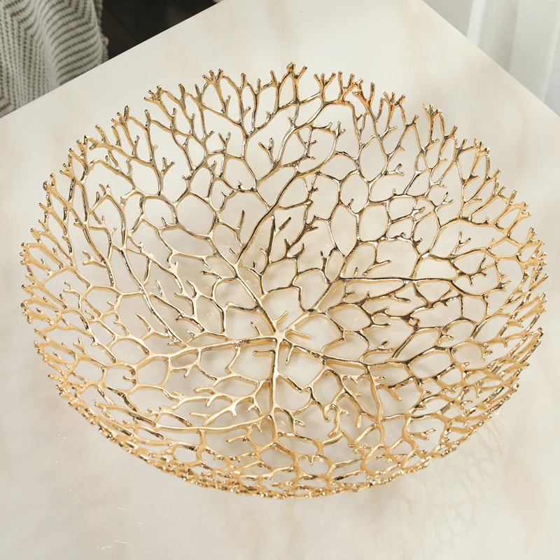 

Modern pure hollow metal light luxury fruit plate creative personality living room home Home Decorations Gifts fruit dish, Brass