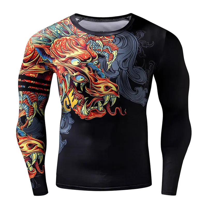 

ZRCE Brand T Shirt Men 3d Printed Chinese Style Dragon Compression Shirts Fashion Casual Party Clothing Men Plus Fitness T-shirt