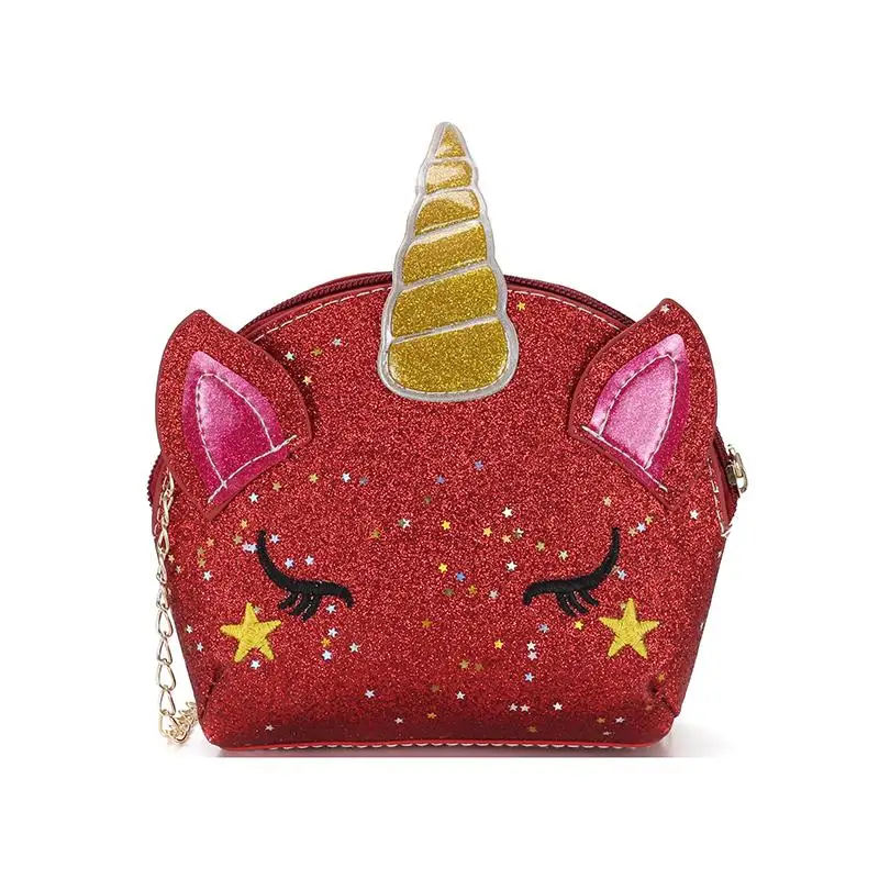 

best selling children's mini small cute unicorn zipper PU leather shoulder handbag for kids, Customized color