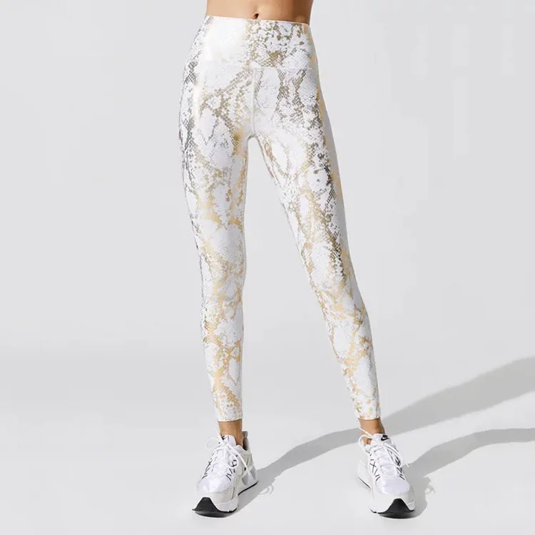 

OEM 2020 Snake Printed Leggings Shiny High Waist Yoga Gym Workout Leggings For Women