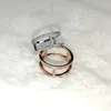 Free Engraving Silver Plated Women Ring Wedding Best Present 2 Rows Full of with White ring