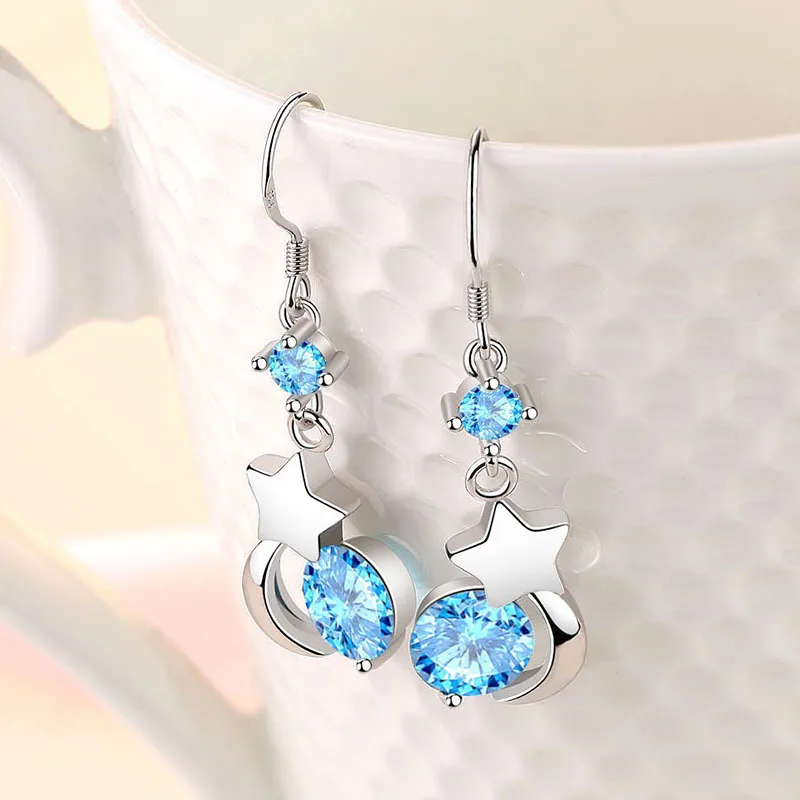 

Designer jewelry star and moon earrings sweet and lovely set with diamond pendant personalized creative earrings women, Picture