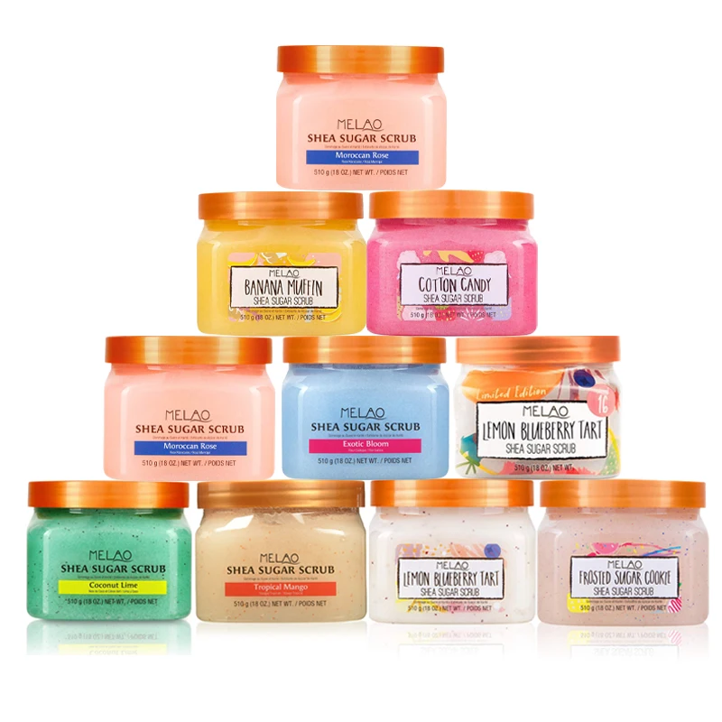 

Private Label wholesale organic Natural custome handmade Fruit korean Exfolianting Whitening Moisturizing Shea Sugar BodyScrub