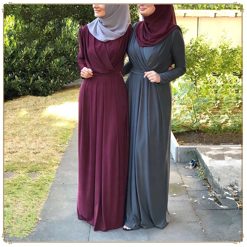 

LSM008 Islamic Clothing Aesthetic Pinch Abaya Muslim Women Turkish Muslim Dresses