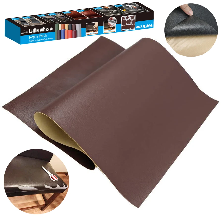 

13.8 x 51 Inches Large Leather Repair Patch Adhesive leather patch for Upholstery Couch Car Seat Jackets Handbags Furniture, As picture