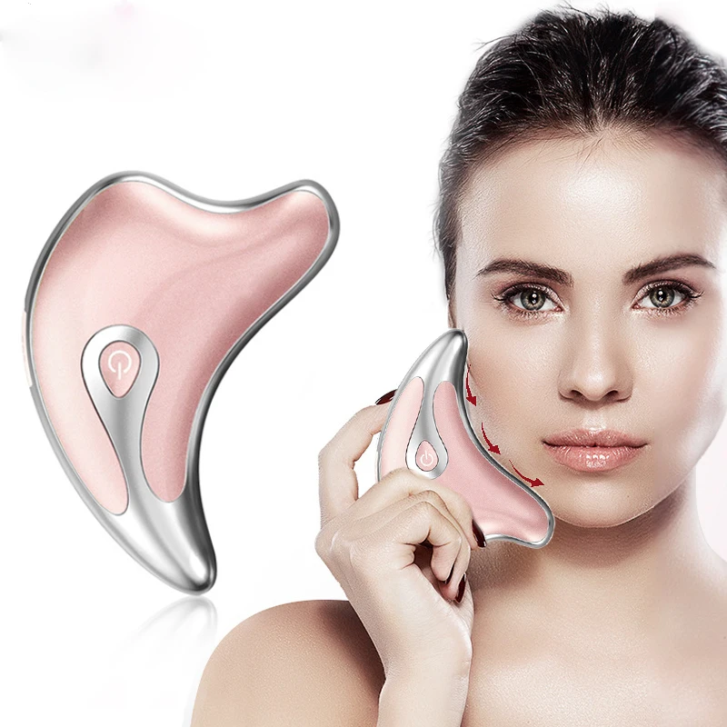 

Beauty Face Lifting Electric Vibrating Scraping Tool Facial Scrape Massager, White, pink