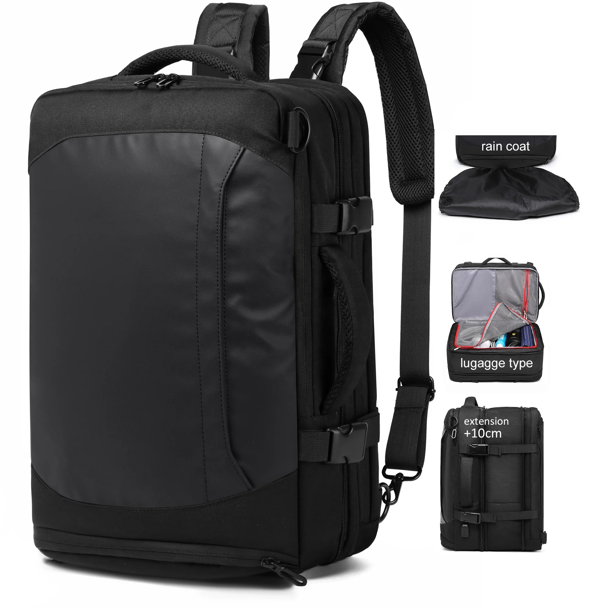 

New designed laptop mochilas spend the night duffle bags for men waterproof travel backpack, Black, grey