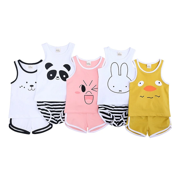 

M862 kids tales Summer Baby Clothes Casual Vest Shorts 2 Pcs Sets Cotton Cartoon Toddler Pajamas Suit Infants Clothing set