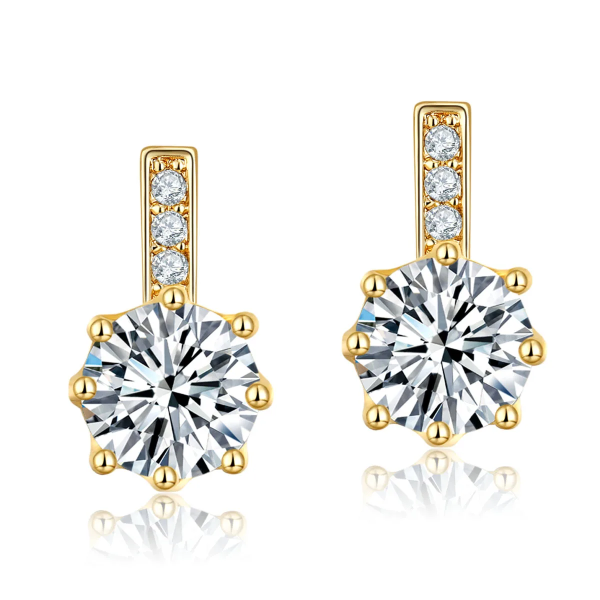 

Hainon Earrings for Women round White zircon stud earrings 925 silver plated Earrings gift wholesale, Picture shows