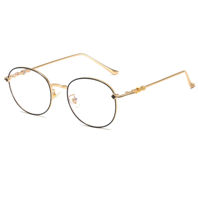 Wholesale Fashion Retro Round Metal glasses women Luxury brand design anti blue light eyeglasses frames 2024