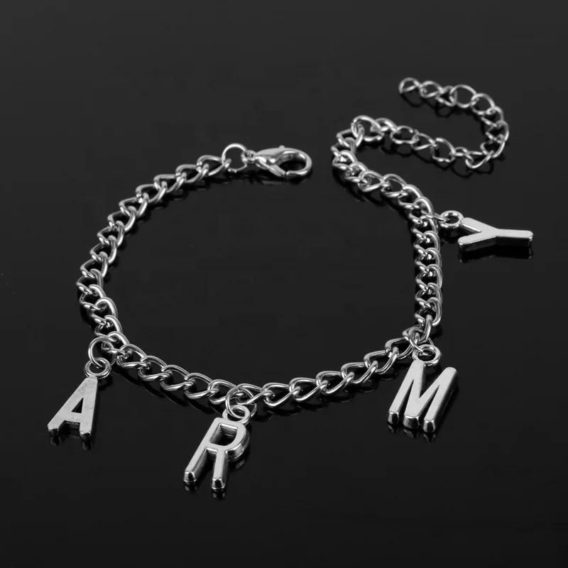 

Punk Jimin ARMY Letter Bracelets for Women Men Kpop Boys Jewelry Korean Style Army Birthday Gifts Friend women Bracelet