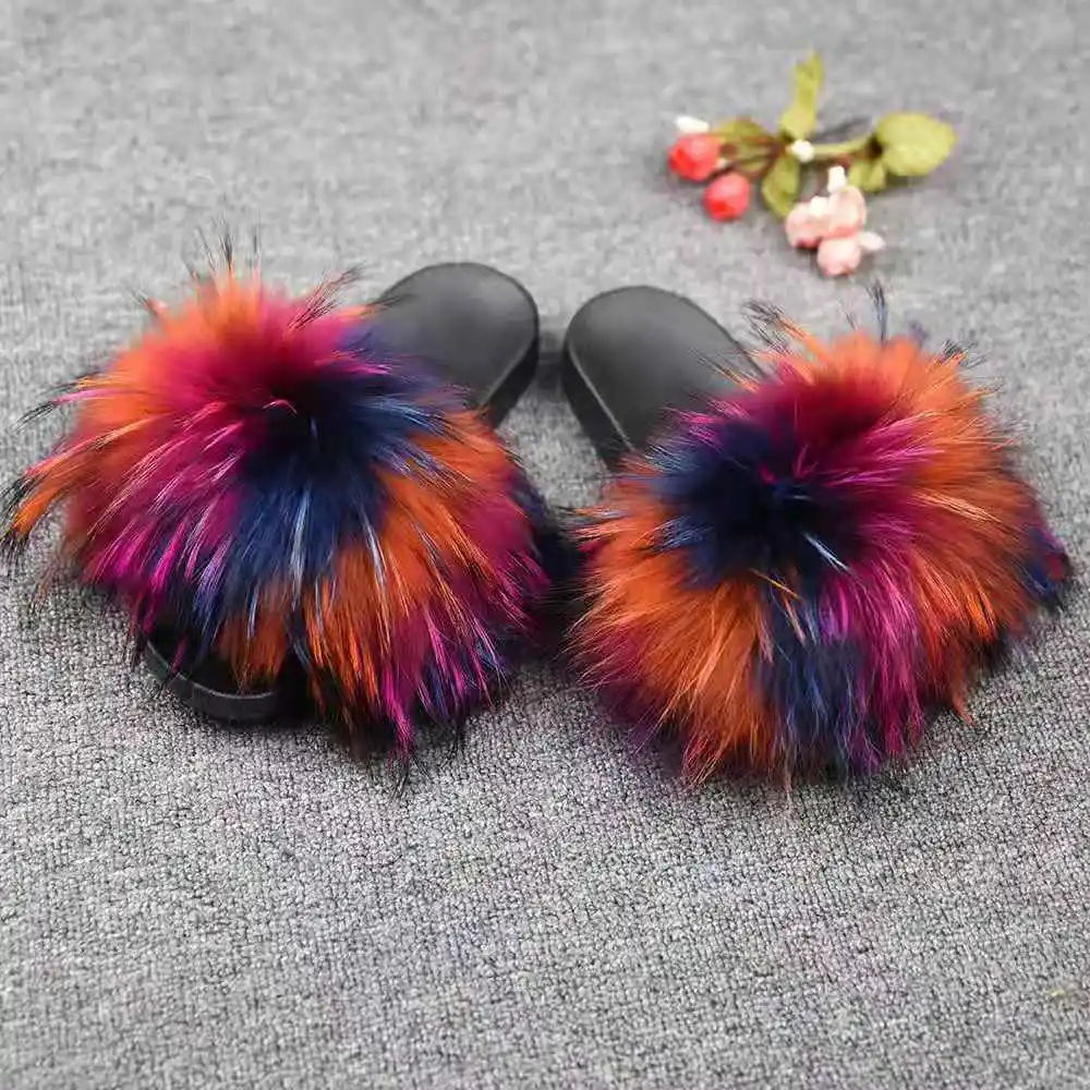 

Wholesale Customized Women Kids Fur Slides Slippers Faux Fur Women Slippers In Stock, Customized color