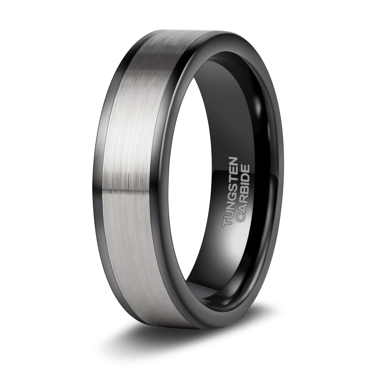 OAHLAN 6mm Silver Black Brushed Comfort Fit Tungsten Carbide Rings for Men Women Wedding Engagement Party Wholesale Dropshipping