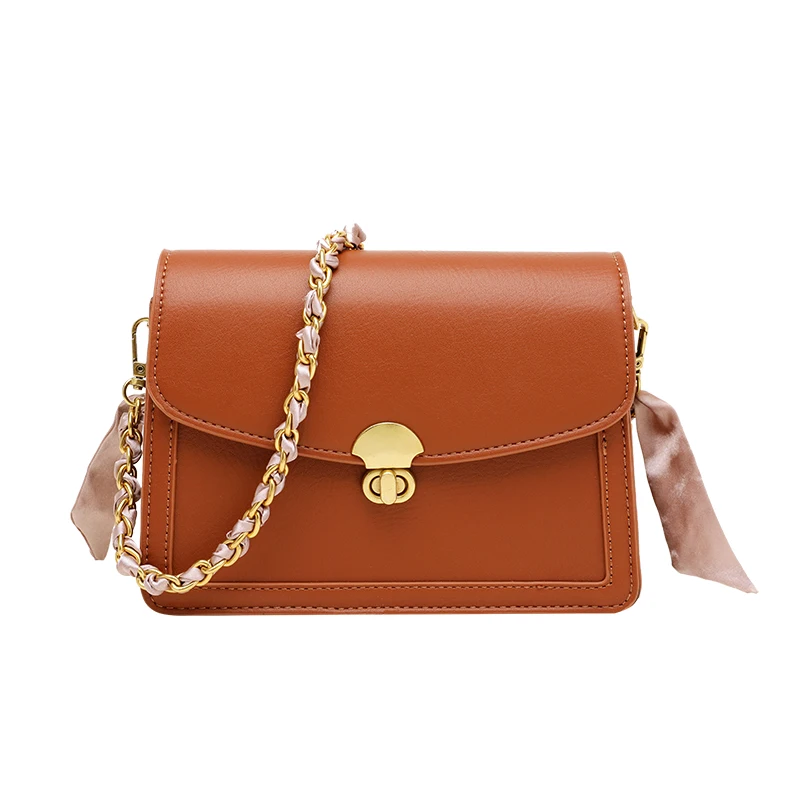 

Popular style chain bag handbags pu leather brown shoulder bags OEM/ODM beach handbag