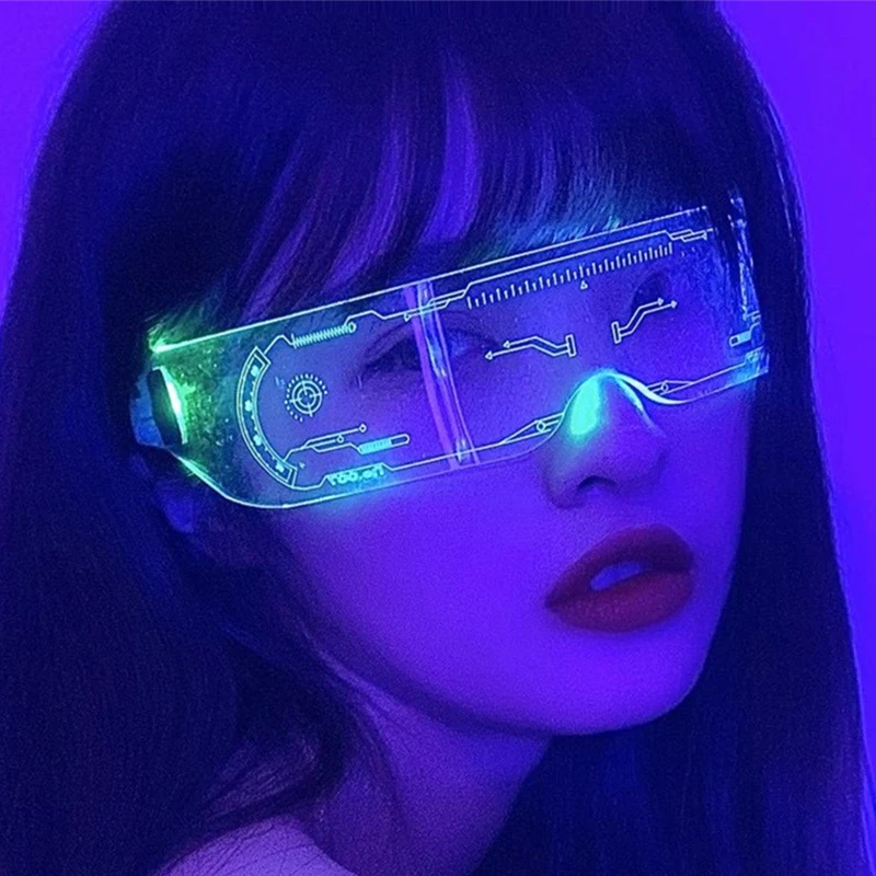 

WIIPU LED Luminous Sunglasses Vintage Punk Sunglasses Men Women Fashion Party Christmas Colorful Light Up Sunglasses Shades