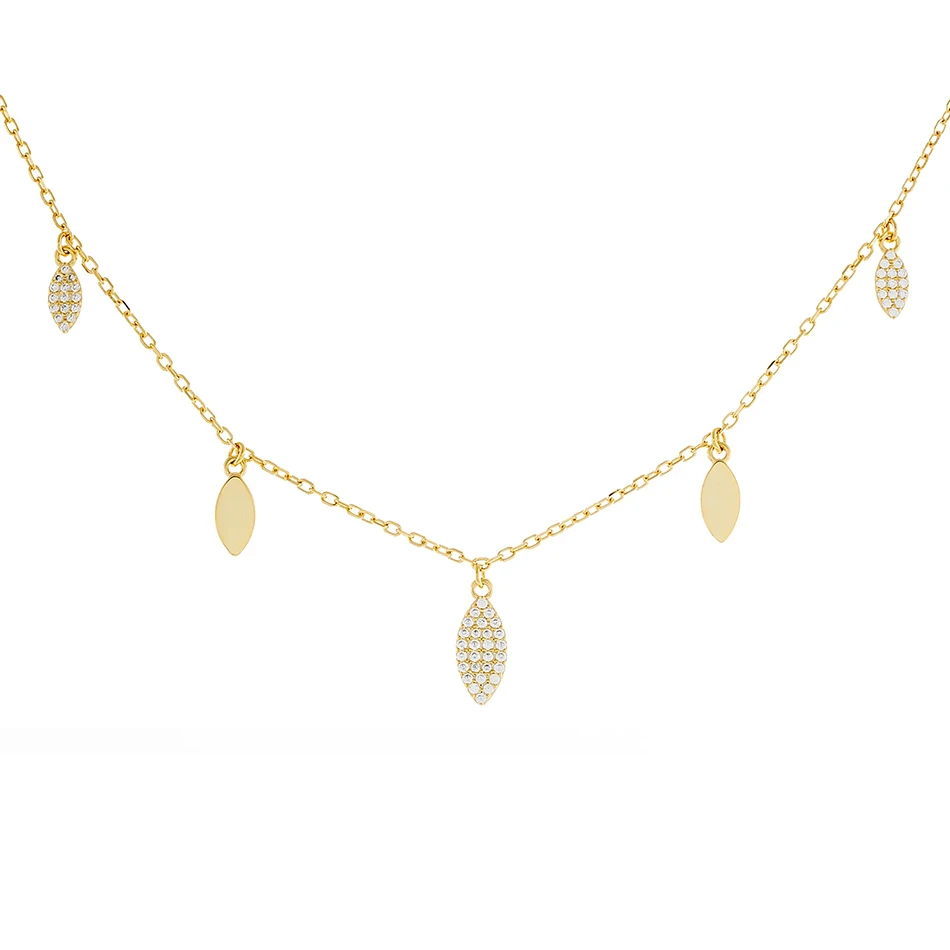 

high polish women jewelry necklace 18k gold plated fashion 925 sterling silver pave solid teardrop necklace
