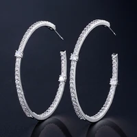 

RAKOL E2295 Baguette Cubic Zirconia Hoop Earrings for Women Fashion Bridal Circle Wedding Accessories