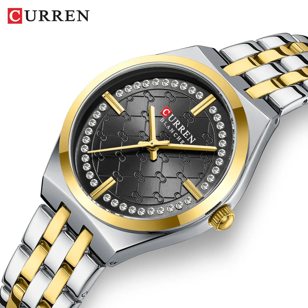 CURREN Watch Women 9096 Fashion Quartz Women's Watches Luxury Dress Stainless Steel Bracelet Waterproof Wristwatch for Ladies