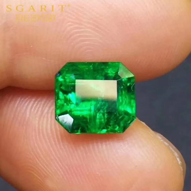 

SGARIT precious high quality loose gemstone jewelry with price 3.16ct vivid green natural emerald