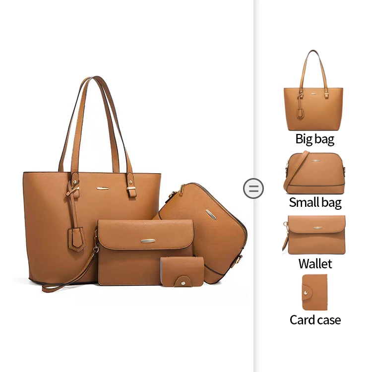 

2021 New Dropshipping Custom Logo pu leather Large Capacity 4 Pcs Set ladies Luxury Designer Purses And Handbags Women Hand Bag