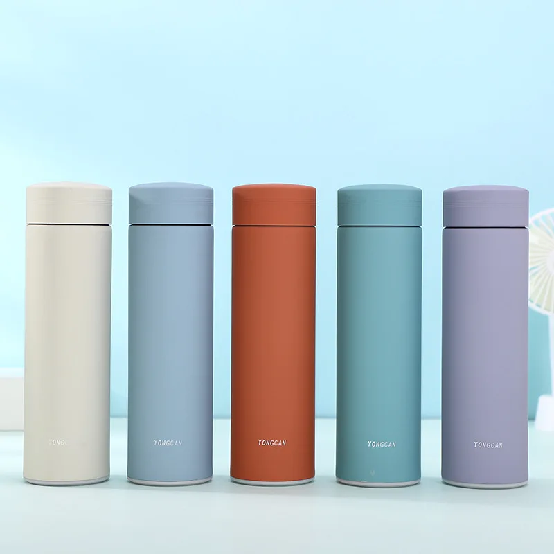 

2021 Fashion Matte Solid Color Double Wall Portable Drink 304 Stainless Steel Insulation Water Bottle With Lid, White/orange/blue/deep blue/purple