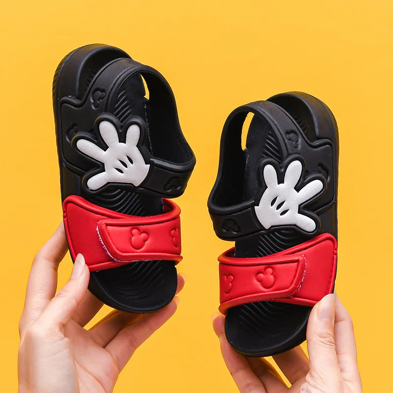 

FREE SHIPPING Summer flat anti slip mickey mouse cartoon cute kids sandals for kids children, Green, red, orange