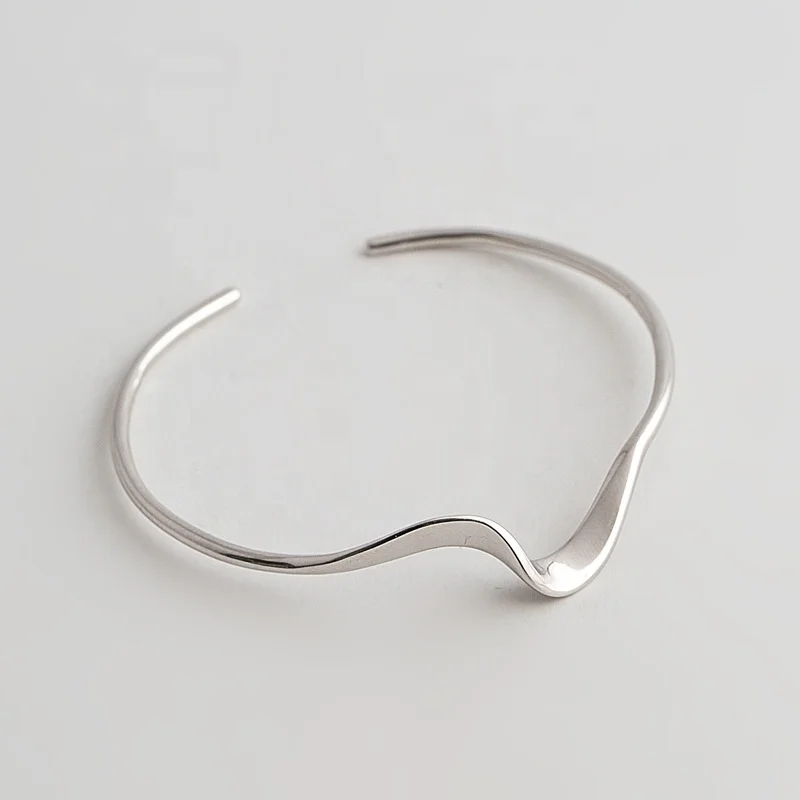 

Wavy shaped open 925 sterling silver bangle bracelet