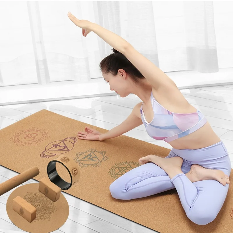 

Non Slip Exercise Nature Rubber thick Yoga Cork Mats Custom Cork Yoga Mat tpe Eco Friendly, Customized color