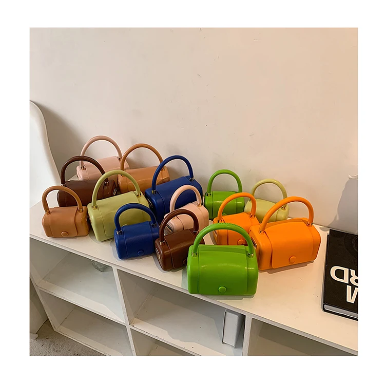 

Small PU Leather Box Crossbody Bags Top Handle Shoulder Bags Designer Candy Color Square Handbags and Purses For Women Clutch